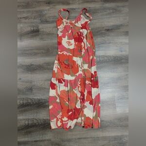 Floral Tiered Maxi Dress in Red & Pink